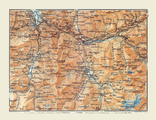 Oberhalbstein Region Switzerland - Baedeker 1921 Poster Print by Baedeker Baedeker # ITSW0070