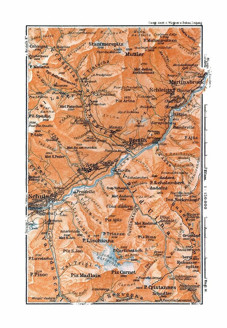 Martinsbruck Region Switzerland - Baedeker 1921 Poster Print by Baedeker Baedeker # ITSW0065