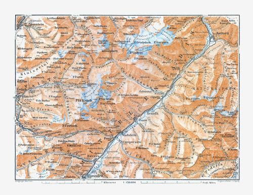Engadin Region Switzerland - Baedeker 1921 Poster Print by Baedeker Baedeker # ITSW0073