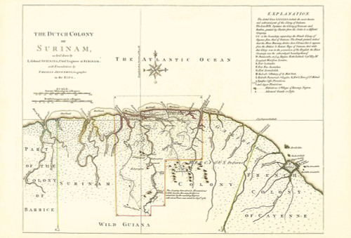 Dutch Colony Surinam South America - Jefferys 1771 Poster Print by Jefferys Jefferys # ITSU0001