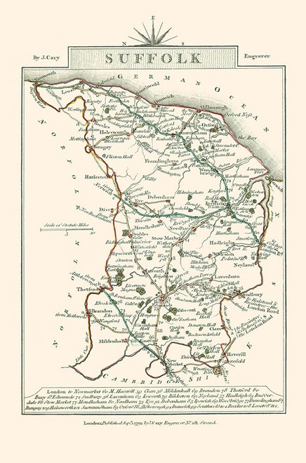 Suffolk County England - Cary 1792 Poster Print by Cary Cary # ITSU0006