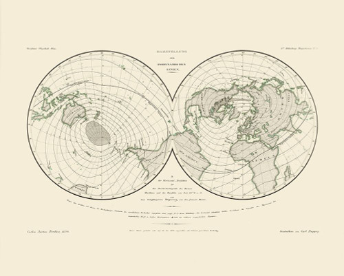 World Isodynamic Lines - Perthes 1839 Poster Print by Perthes Perthes # ITWO0182
