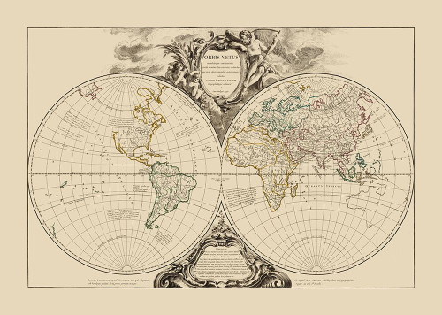 World - Vaugondy 1752 Poster Print by Vaugondy Vaugondy # ITWO0092
