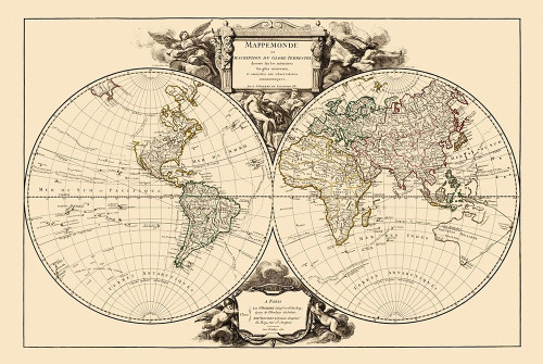 World - Vaugondy 1752 Poster Print by Vaugondy Vaugondy # ITWO0102