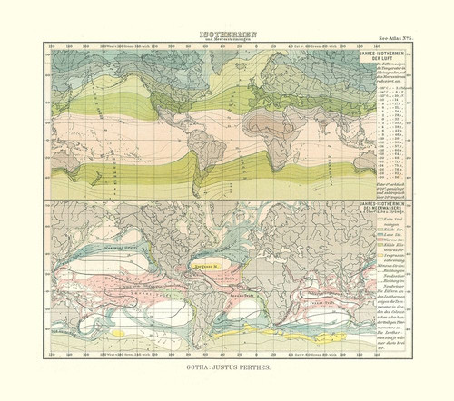 Isotherm Ocean Currents - Perthes 1914 Poster Print by Perthes Perthes # ITWO0063