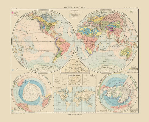 World - Perthes 1892 Poster Print by Perthes Perthes # ITWO0167