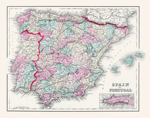 Spain Portugal - Gray 1878 Poster Print by Gray Gray # ITSP0082