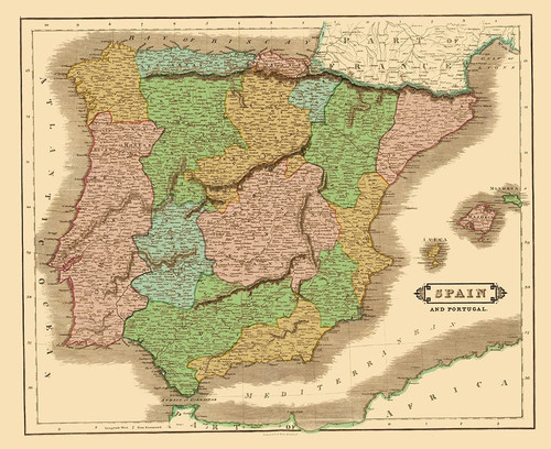 Spain Portugal - Hamilton 1831 Poster Print by Hamilton Hamilton # ITSP0023