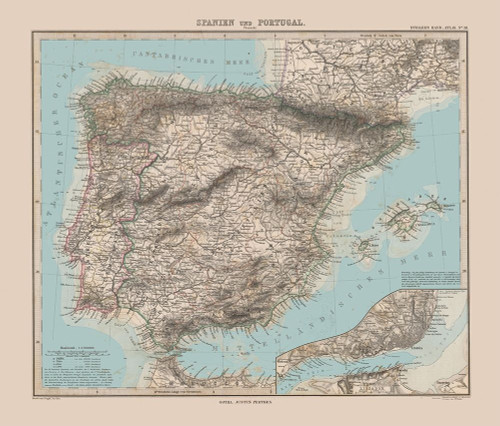 Spain Portugal Europe - Stieler 1885 Poster Print by Stieler Stieler # ITSP0181