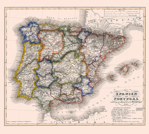 Spain Portugal - Perthes 1834 Poster Print by Perthes Perthes # ITSP0053