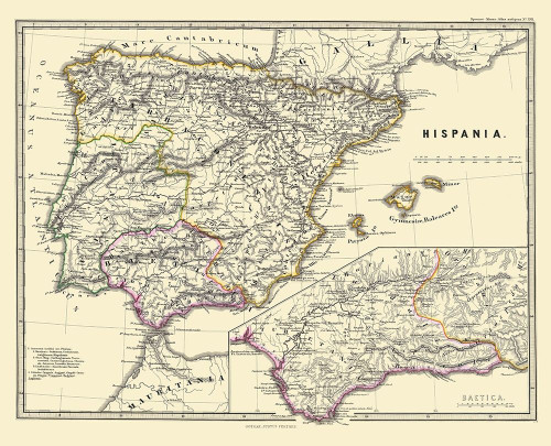 Hispania Iberian Peninsula - Perthes 1865 Poster Print by Perthes Perthes # ITSP0045