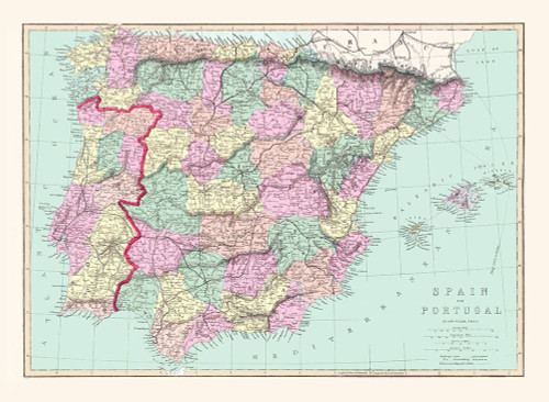 Spain Portugal - Williams 1873 Poster Print by Williams Williams # ITSP0048