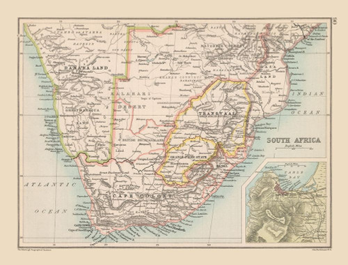 South Africa - Bartholomew 1892 Poster Print by Bartholomew Bartholomew # ITSA0050