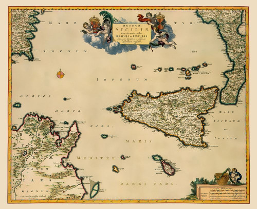 Sicily Italy - Visscher 1681 Poster Print by Visscher Visscher # ITSI0005