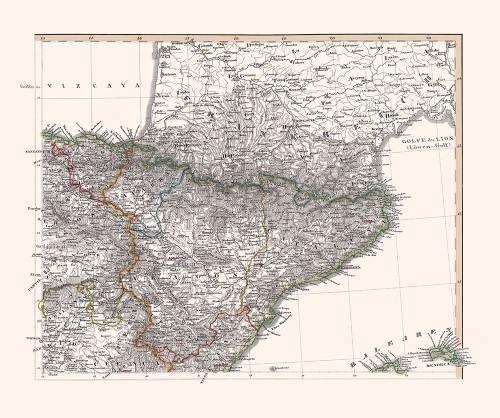 Northeast Spain - Perthes 1850 Poster Print by Perthes Perthes # ITSP0056