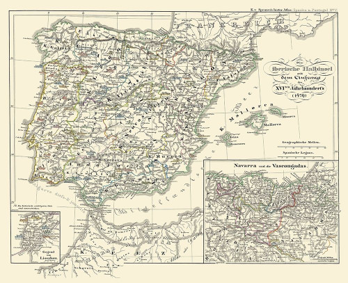 Spain Portugal - Perthes 1854 Poster Print by Perthes Perthes # ITSP0061