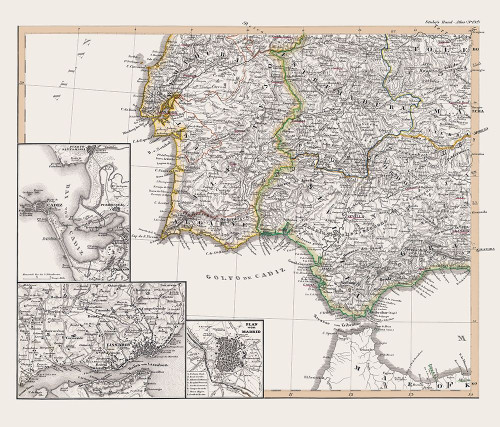 Southwest Spain Portugal - Perthes 1850 Poster Print by Perthes Perthes # ITSP0057