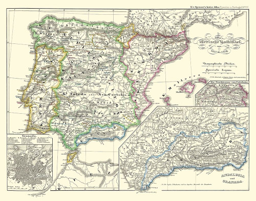 Spain Portugal - Perthes 1854 Poster Print by Perthes Perthes # ITSP0060