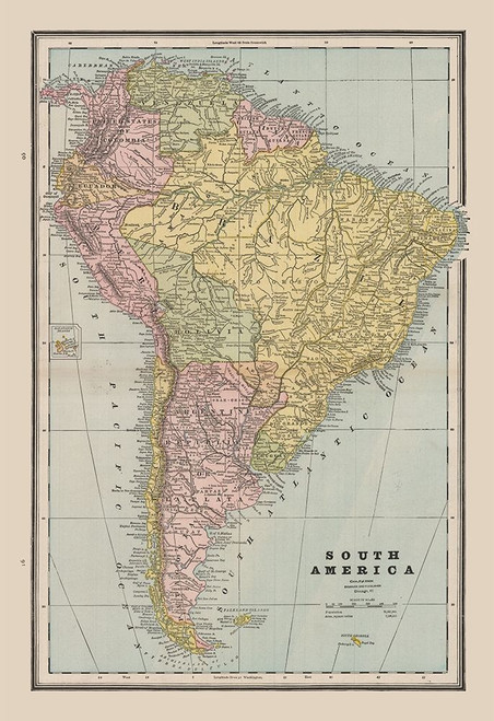 South America - Cram 1888 Poster Print by Cram Cram # ITSA0062