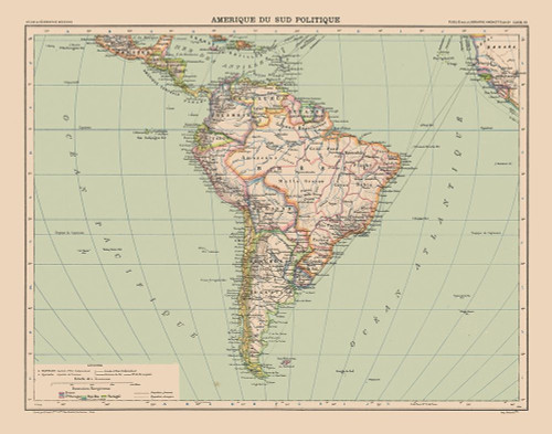South America Political - Schrader 1908 Poster Print by Schrader Schrader # ITSA0069