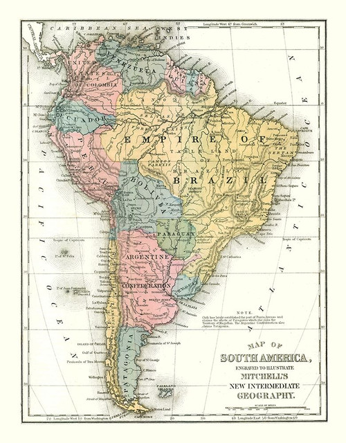 South America - Mitchell 1869 Poster Print by Mitchell Mitchell # ITSA0074