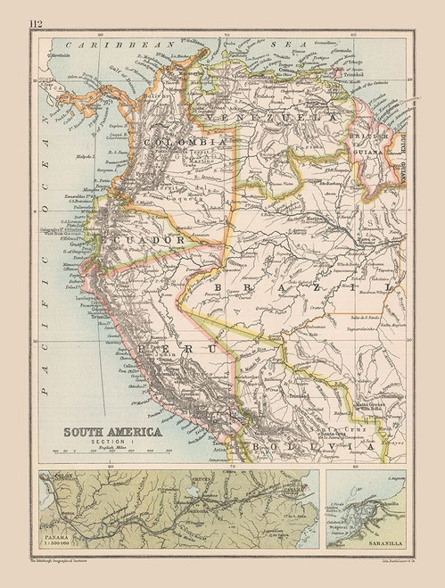 Southwest Central America - Bartholomew 1892 Poster Print by Bartholomew Bartholomew # ITSA0048