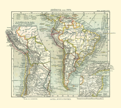 South America - Perthes 1921 Poster Print by Perthes Perthes # ITSA0088