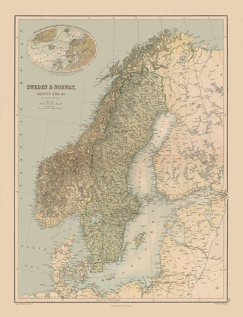 Europe Sweden Norway - Black 1867 Poster Print by Black Black # ITSC0029
