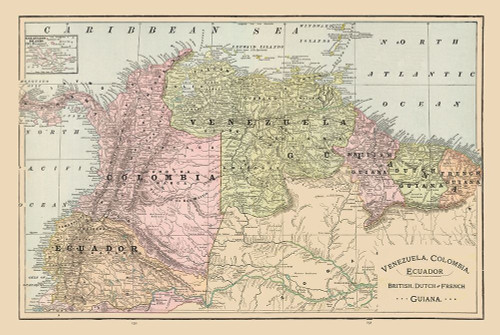 South America Venezuela Ecuador Guiana Colombia Poster Print by Cram Cram # ITSA0080