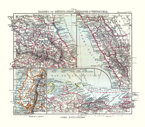South America Mexico Peru Venezuela Ecuador Poster Print by Perthes Perthes # ITSA0090