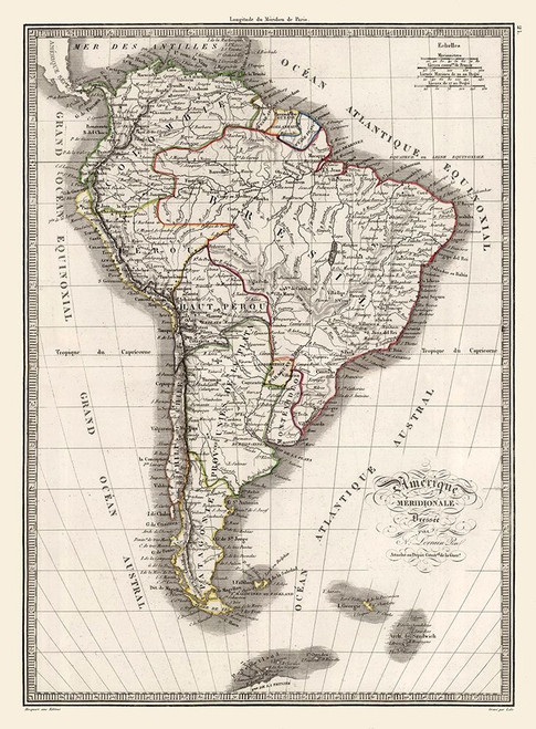 South America - Monin 1839 Poster Print by Monin Monin # ITSA0093