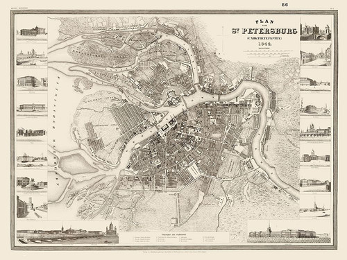 Saint Petersburg Plan Russia - Meyer 1844 Poster Print by Meyer Meyer # ITRU0134