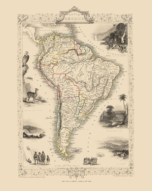 South America - Tallis 1851 Poster Print by Tallis Tallis # ITSA0031