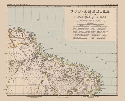 South America Brazil Suriname - Stieler 1885 Poster Print by Stieler Stieler # ITSA0043