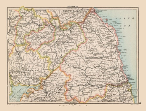 Eastern Scotland Ireland - Bartholomew 1892 Poster Print by Bartholomew Bartholomew # ITSC0023