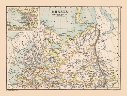 Northwestern Russia - Bartholomew 1892 Poster Print by Bartholomew Bartholomew # ITRU0031