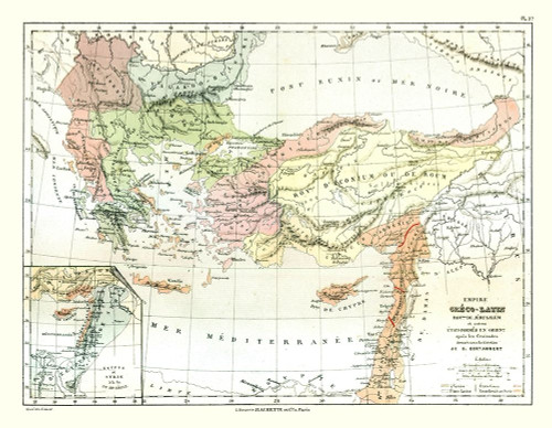 Greco Roman Empire Middle East - Cortambert 1880 Poster Print by Cortambert Cortambert # ITRE0004