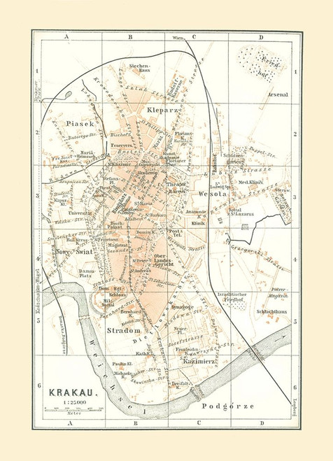 Europe Krakow Poland - Baedeker 1896 Poster Print by Baedeker Baedeker # ITPO0042