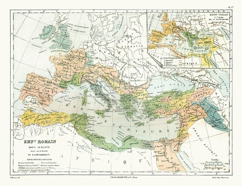 Europe Roman Empire Augustus - Cortambert 1880 Poster Print by Cortambert Cortambert # ITRE0005