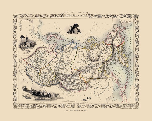 Asia Russia - Tallis 1851 Poster Print by Tallis Tallis # ITRU0019