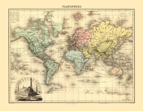 Planisphere - Migeon 1892 Poster Print by Migeon Migeon # ITPL0002