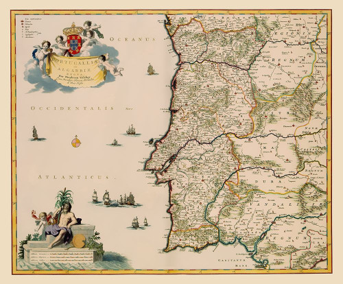 Iberian Peninsula Portugal - Visscher 1681 Poster Print by Visscher Visscher # ITPO0011
