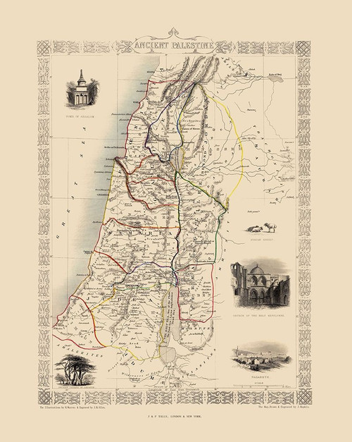 Ancient Palestine Israel - Tallis 1851 Poster Print by Tallis Tallis # ITPA0020