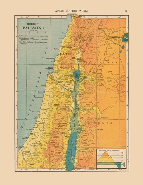 Middle East Elevation Palestine Israel Poster Print by Hammond Hammond # ITPA0033