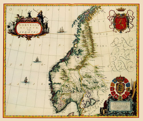 Scandinavia Norway - Blaeu 1662 Poster Print by Blaeu Blaeu # ITNO0011