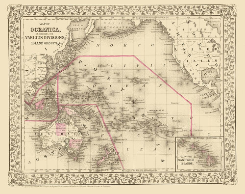 Oceania Divisions Island Groups - Mitchell 1879 Poster Print by Mitchell Mitchell # ITOC0002