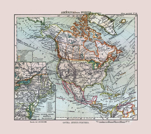 North America United States Mexico Canada Poster Print by Perthes Perthes # ITNA0073