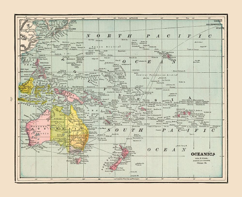 Oceania - Cram 1892 Poster Print by Cram Cram # ITOC0020