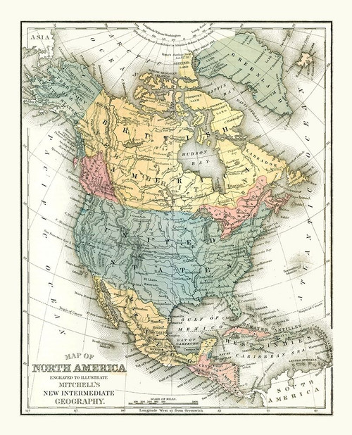 North America United States Mexico Canada Poster Print by Mitchell Mitchell # ITNA0070