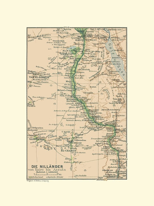 Nile Cairo to Aswan Egypt - Baedeker 1913 Poster Print by Baedeker Baedeker # ITNI0011